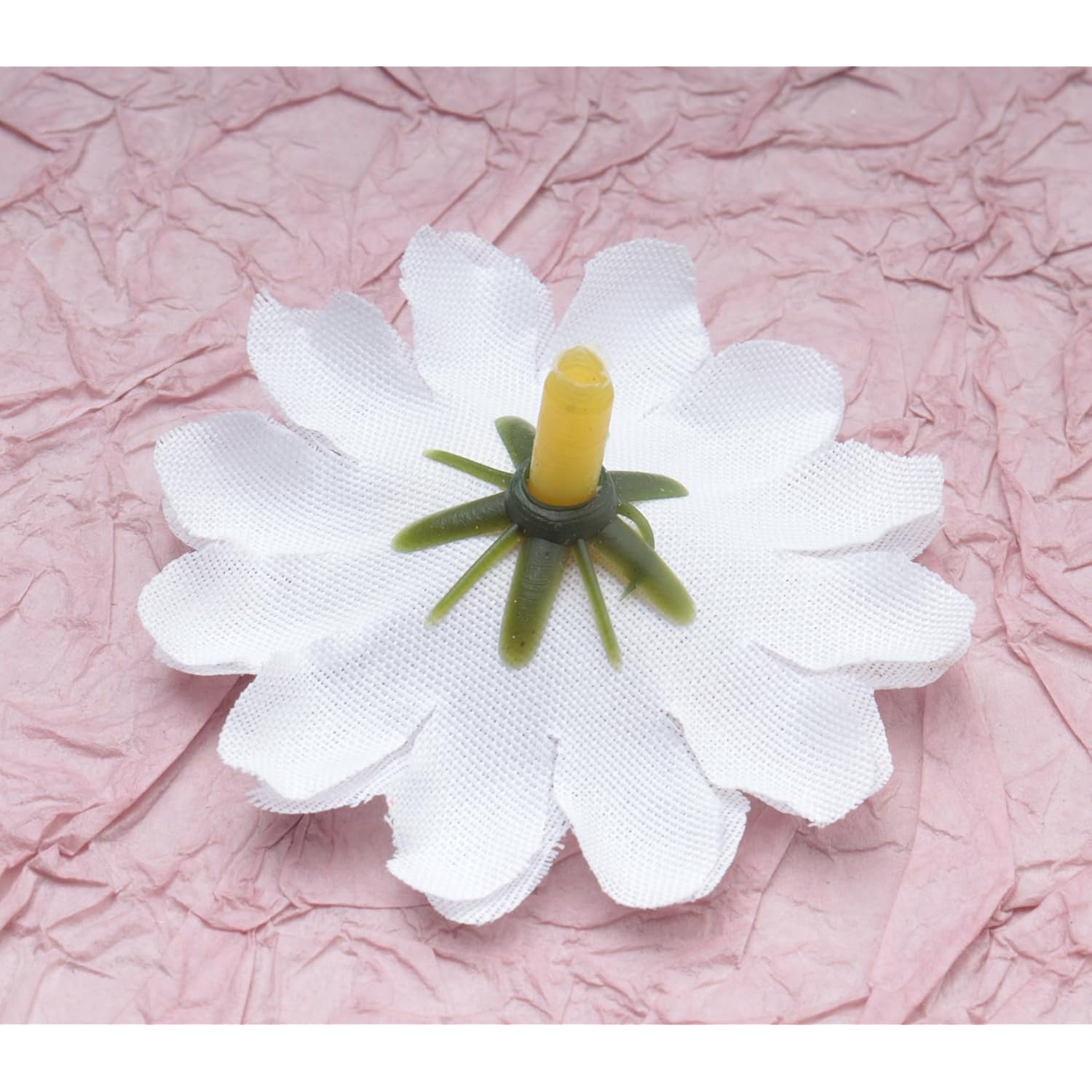 50 Pcs Daisy Flower Head 4 Cm Artificial Chrysanthemum Silk Sunflowers For Wedding Bride Party Home Diy Crafting Decoration (White)
