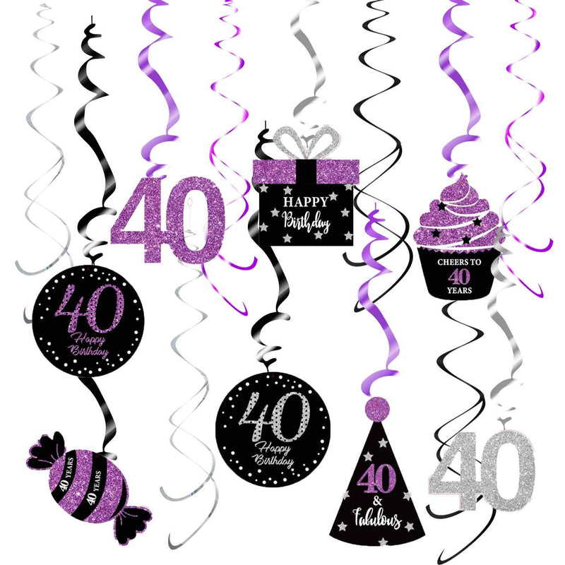 40Th Birthday Decorations Women Purple Black Silver For Women Qian’S P