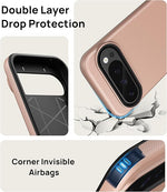 Pixel 9/9 Pro Case, 2X Screen Protectors, Shockproof, Double Layer, Rose Gold