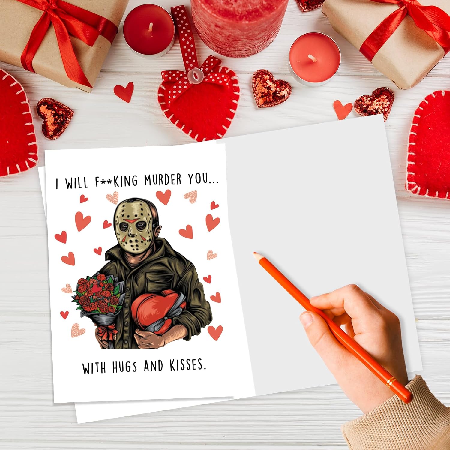 Naughty Valentines Day Card For Her Him, Rude Anniversary Card For Husband Wife, Scary Movie Theme Birthday Gift For Bf Gf, Funny Love Card