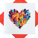 Unique Quilling Card – Rainbow Heart Shaped Flower Design | Handmade Greeting Card For Birthday, Anniversary, Christmas, Mother’S Day, Thank You, Friends & Loved Ones