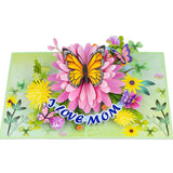 Birthday Cards For Mom - 3D Butterfly Flower Pop Up Greeting Card With Envelope & Note Tag Birthday Mothers Day Gift For Women Wife Mom Grandma Stepmother From Daughter Son