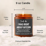 Scented Candle, Bitcoin Merch, Cryptocurrency, Crypto Gifts For Men, Women, Funny Christmas, Bitcoin Gifts For Him, Husband, Boyfriend, Dad, Son, Brother, Best Friend, Trader, Crypto Lovers