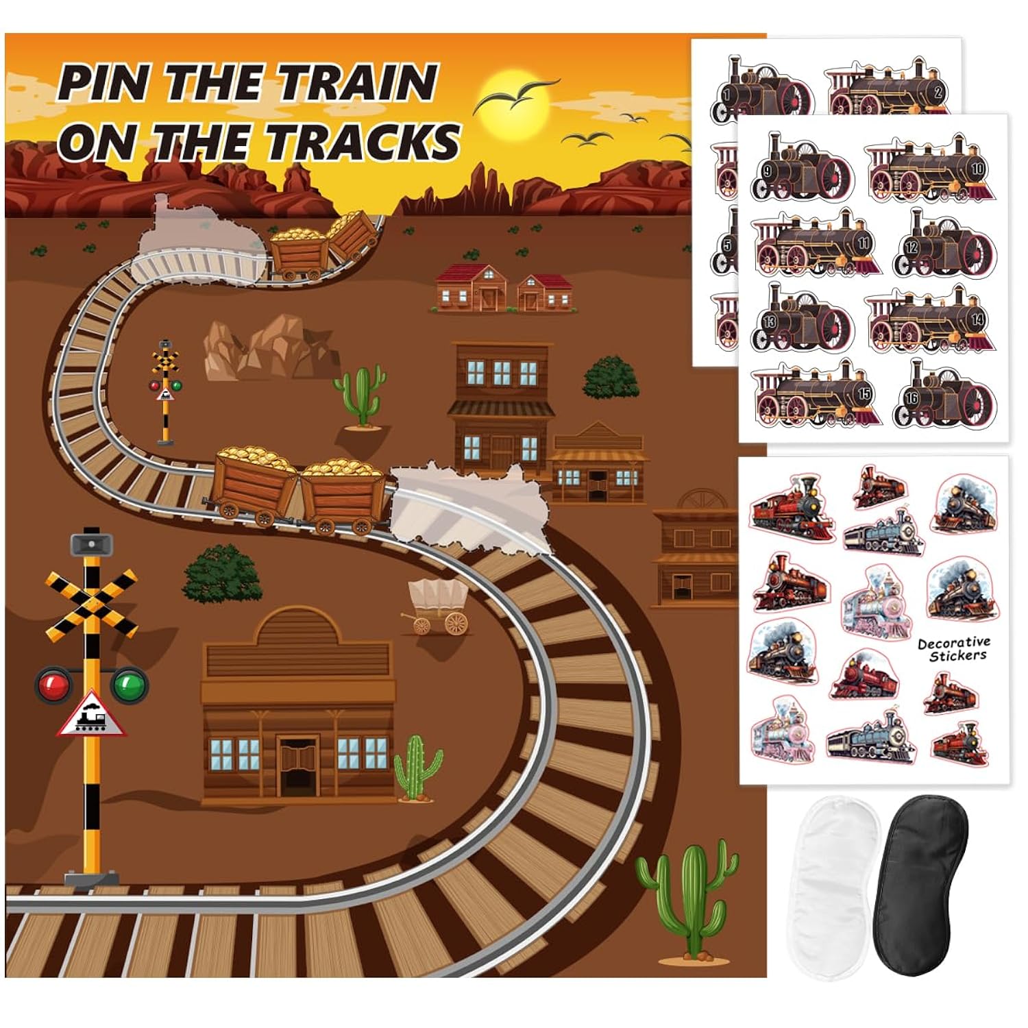 Train Party Games Supplies, Pin The Choo Choo On The Track Funny Game For Chugga Chugga Two Two Train Birthday Party Decorations Supplies