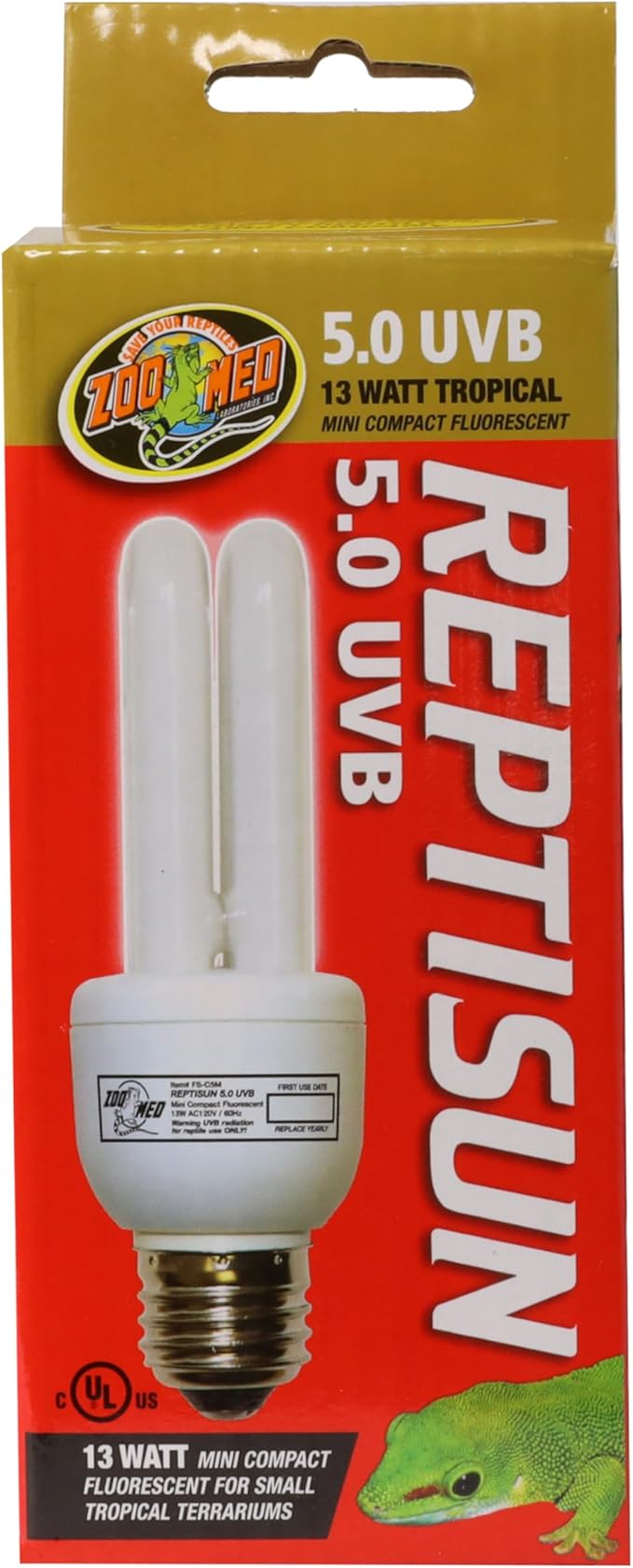 ReptiSun 5.0 Mini Compact Fluorescent Lamp 13W UVB Reptile Terrarium Light Bulb