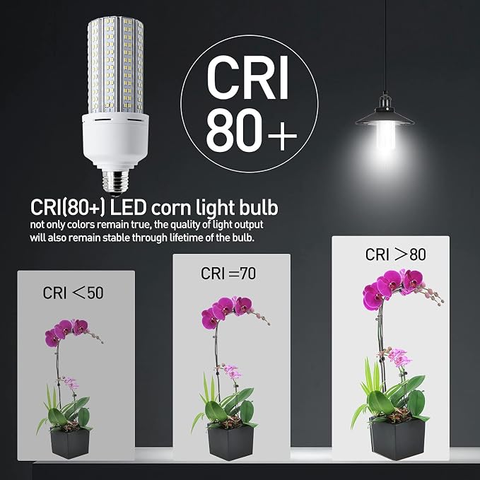 LED Corn Light Bulbs 2 Pack 600W Equivalent 7500LM E26/E27 Cool Daylight Large Area Garage Warehouse Lights
