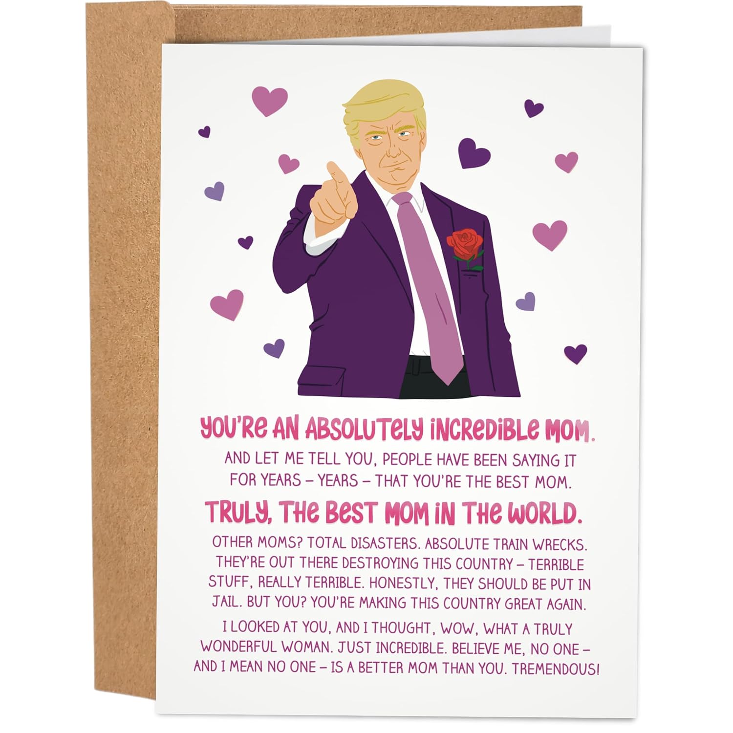Donald Trump Funny Mother'S Day Card For Mom - Best Mom Ever President Trump Card For Mother - Hilarious Gift For Mothers Day - Made In The Usa
