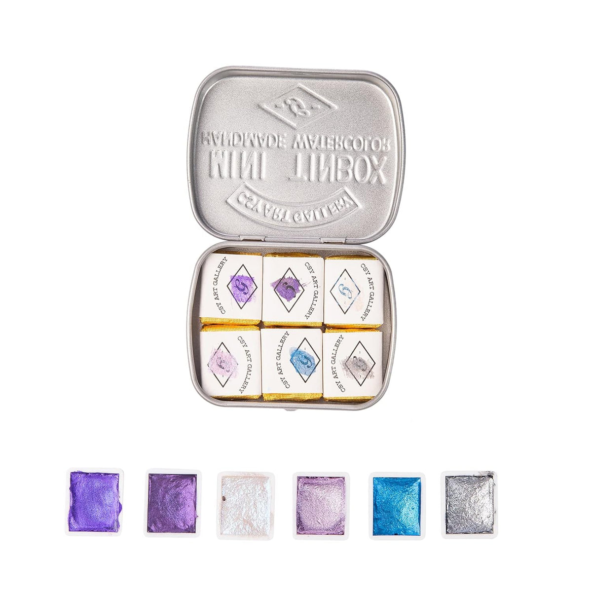 Handmade Artist Watercolor Paint Set-Metallic Glitter Water Coloring Paint- Watercolors-Pearlescent Watercolour- Sparkle Vibrant Colors Painting Palette (Purple Star)
