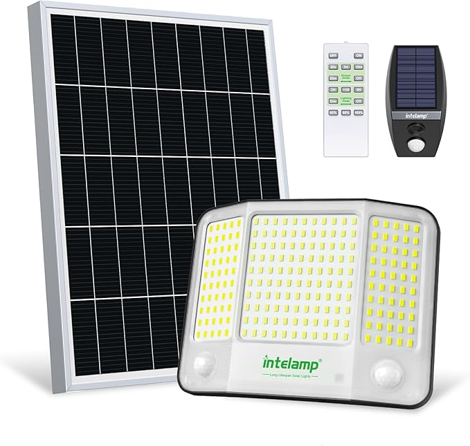 4000LM Solar Flood Lights Outdoor Waterproof Dual Motion Sensor Security Lights with Remote