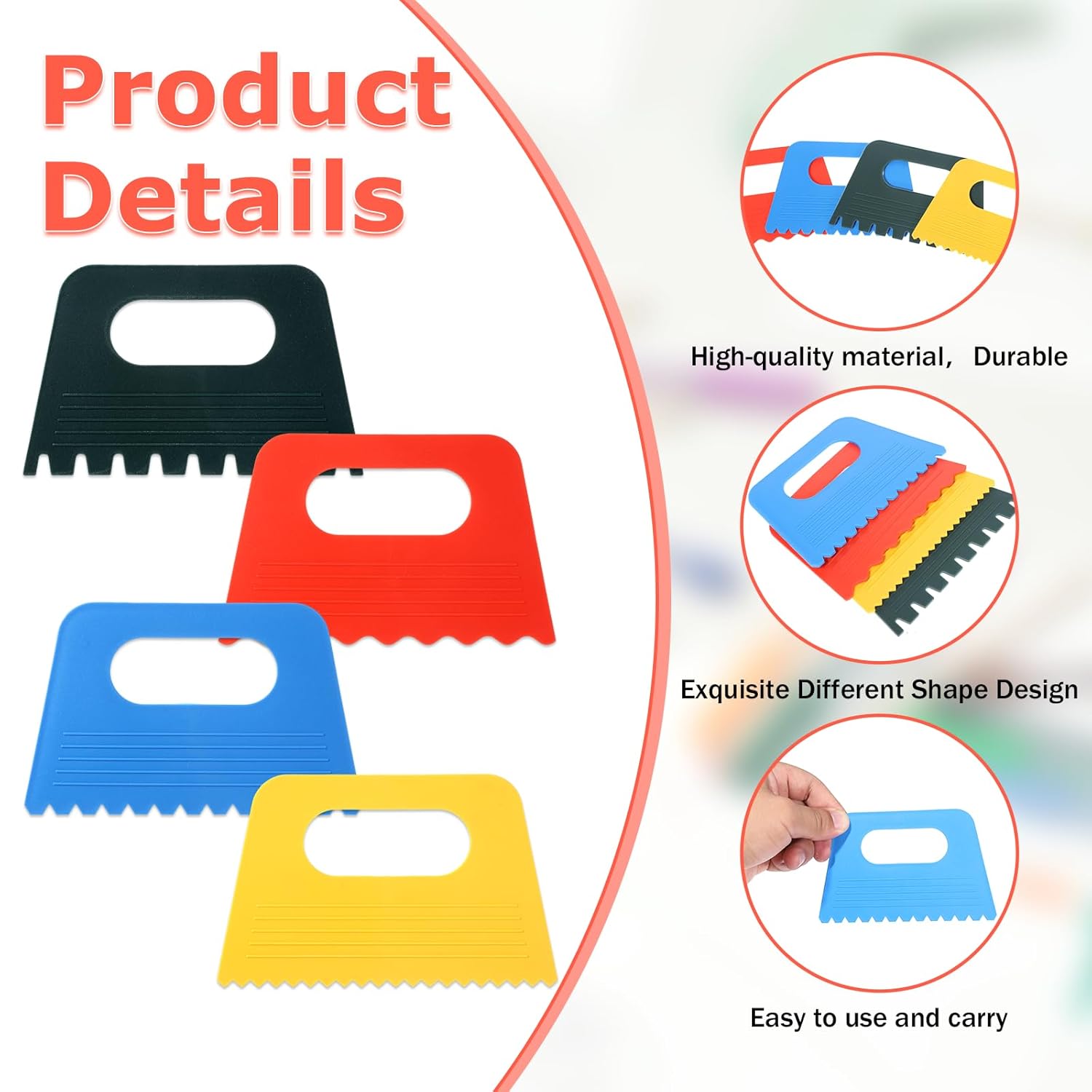 4Pcs Paint Scraper Tool, Plastic Putty Knife Textured Art Tools For Plaster, Diy Graffiti Oil Painting And Drawing Play For Texture Art On Canvas, Putty Acrylic Plaster Art Pottery Scraper Tool