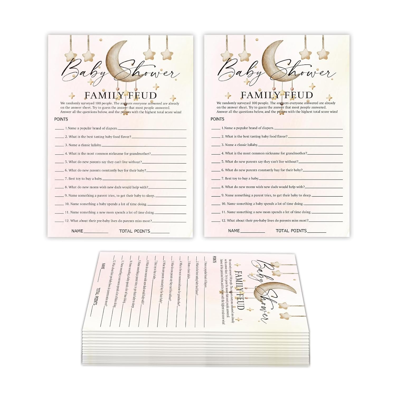 Baby Shower Family Feud Game Cards, Fun Baby Shower Game For Boy & Girl, 30 Fill In Game Cards & 1 Answer Card, Family Game Night, Baby Feud Game Supplies?Bbsc05?