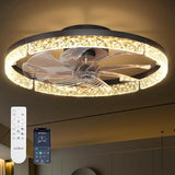 20 Inch Low Profile Ceiling Fan with Light and Remote Black Dimmable Fandelier
