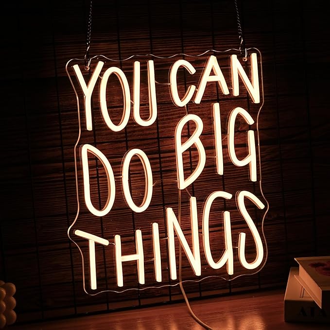 You Can Do Big Things Neon Sign Warm White LED Wall Light USB Dimmable Motivational Decor for Classroom Bedroom