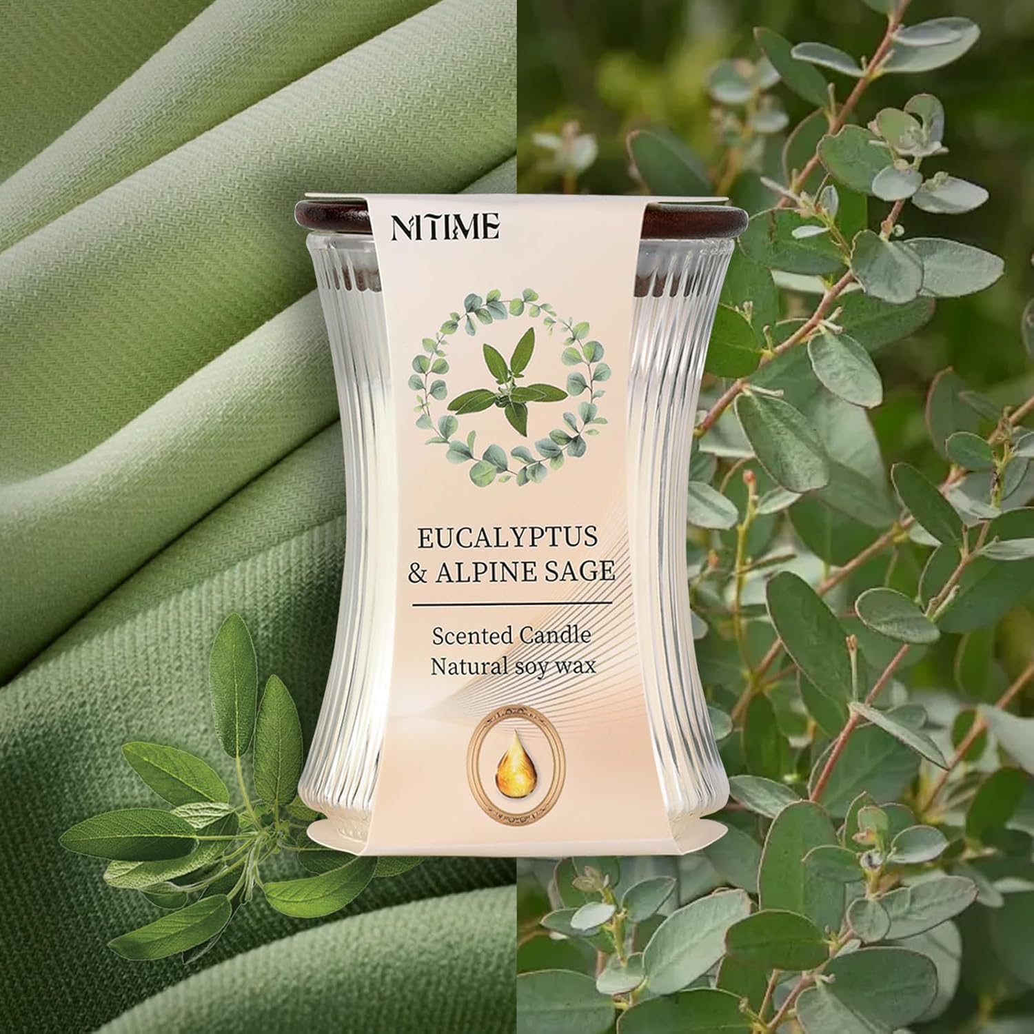 2Pcs Eucalyptus & Alpine Sage Scented Candles, 7.05Oz 50 Hours Burn, Candles For Home Scented, Natural Soy Candle Non Toxic, Eucalyptus Decorative Candle For Home Decor, Gifts