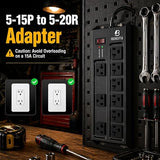 Heavy Duty Metal Power Strip 9 Outlets 20A 12 Gauge 6 Ft Extension Cord