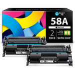 58A Toner, 2-Pack with Chip for LaserJet Pro M404/M428 Printers, Black