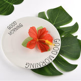 60 Pcs Tropical Party Decoration Supplies 8" Palmtera Hibiscus Leaves And Flowers, Simulation Leaf For Hawaiian Luau Party Jungle Beach Theme Table Decorations