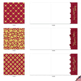 - 10 Assorted Valentine'S Day Note Cards (4 X 5.12 Inch) - Boxed Valentine Cards, Bulk Set With Envelopes (Not Foil) - Red And Gold All Over Mq5666Vdg-B1X10