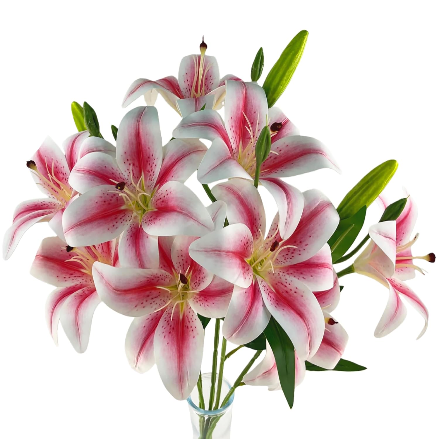 12 Artifical Lily Flowers With 9 Heads Full Bloom Lily & 3 Buds, Long Stem Artificial Stargazer Lilies, Faux Tiger Bouquets For Home Hotel Office Party Decor Table Centerpieces?Light Pink?