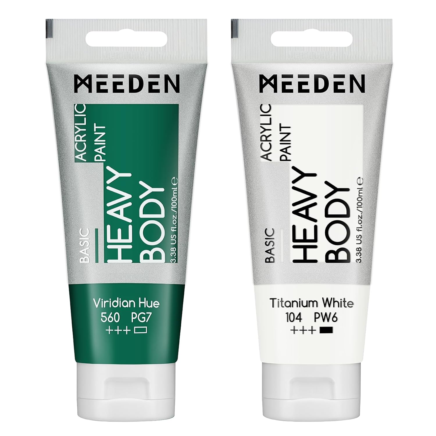 Acrylic Paint Viridian Hue: Bundled With Titanium White Color - 100Ml/3.38Oz X 2 Bulk Heavy Body Acrylic Paint Tubes For Art Craft Painting