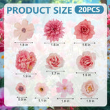 20Pcs Pink Roses Artificial Flowers Bouquet For Graduation Cap Diy, Wedding Cake Decor, Party Floral Arrangement, Home Decoration