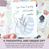 New Mom Affirmation Cards - 50 Postpartum Affirmation Cards For Women - Pregnancy & Self-Care Gifts For New Mom After Birth In Tin Box With Wooden Stand