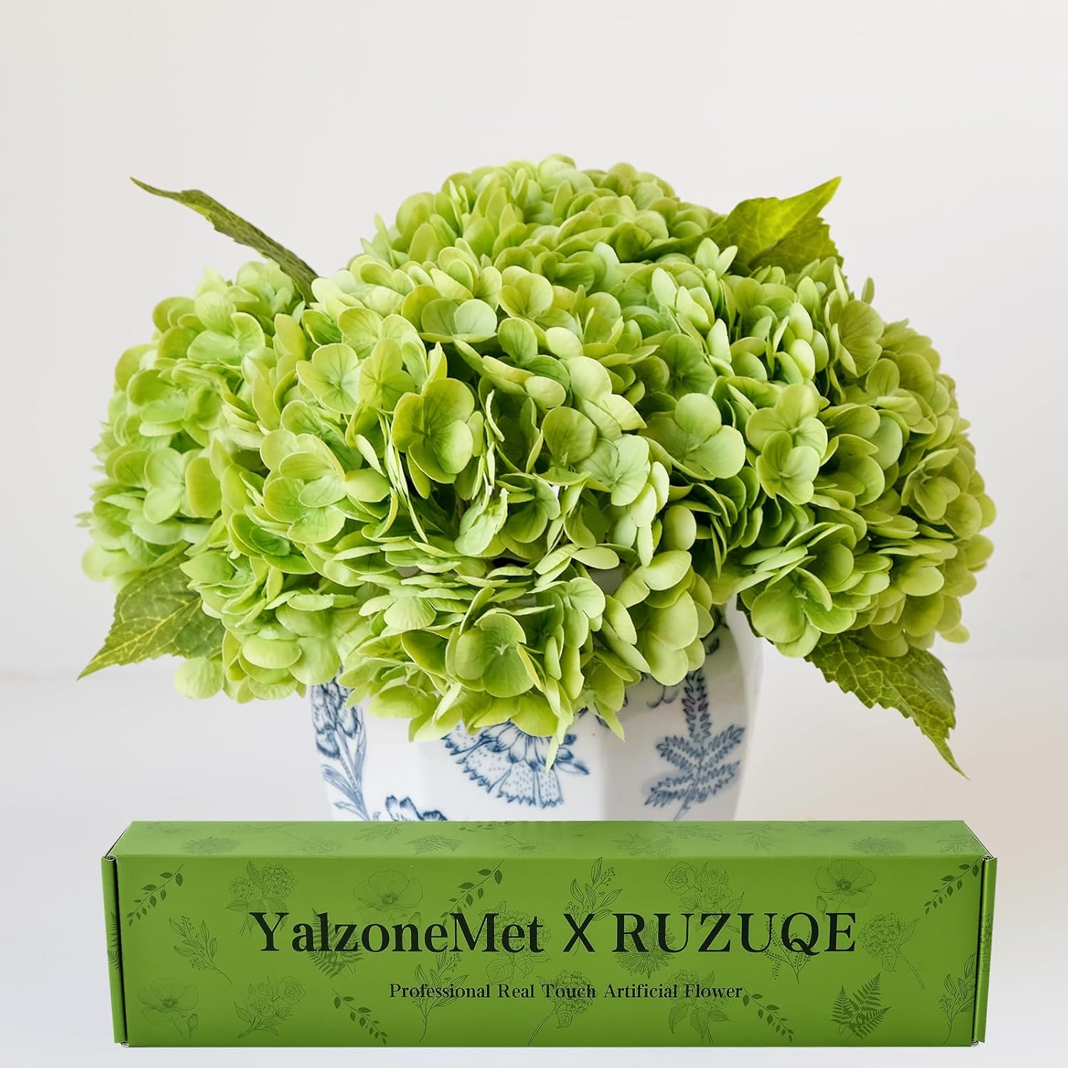 3 Pcs 21 Inch Artificial Dark Green Hydrangea Natural Lifelike Real Touch Faux Large Royal Hydrangea For Home Party Outdoor Wedding Decor Table Centerpiece Artificial Flower