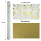 Gold Foil Five-Pointed Star Wrapping Paper, Reversible Gold Gift Wrap For Birthday, Valentines, Mothers Day, Graduation, Wedding, Fathers Day, Baby Shower, Christmas (17In X 32.8Ft)