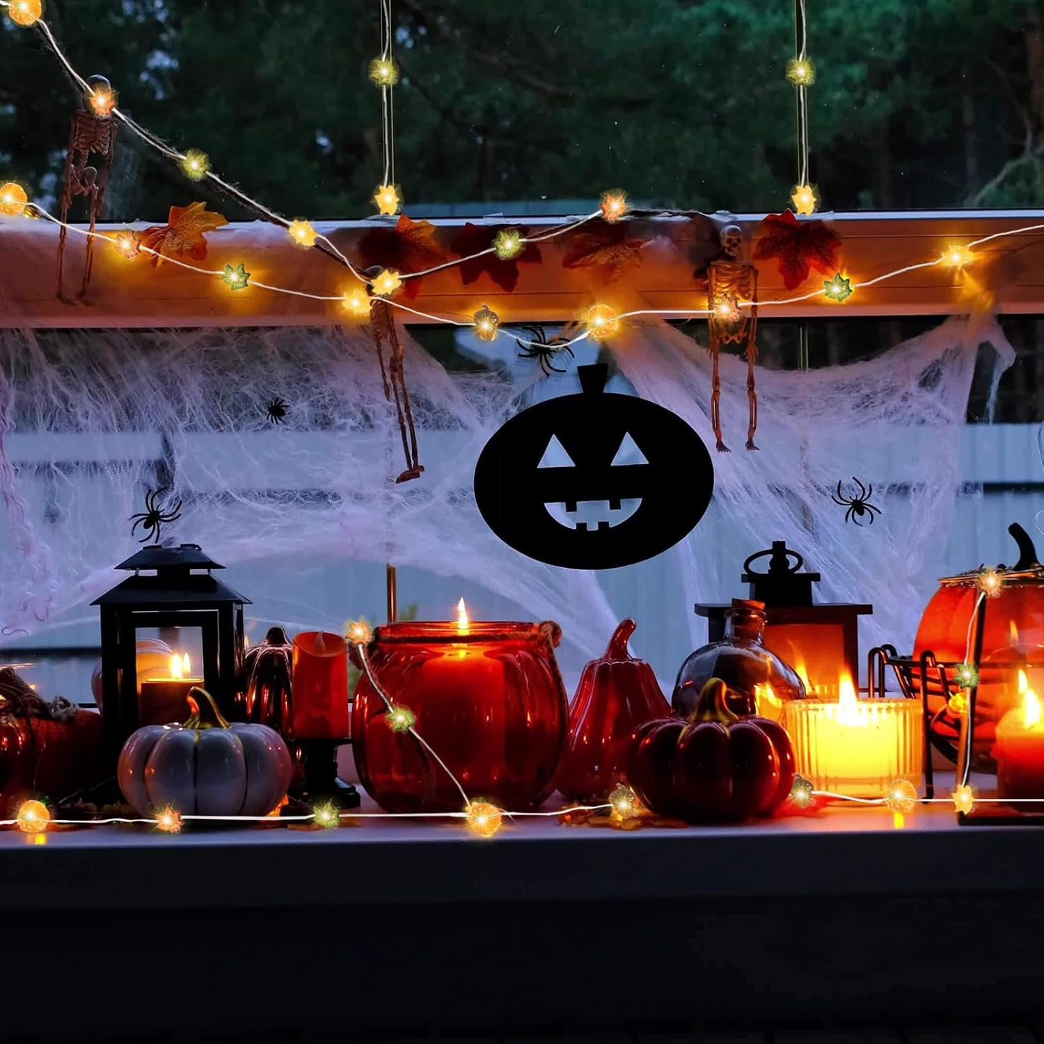 2Pcs 10Ft/Piece Fall String Lights Pumpkin Acorns Maple Leaf Fall Led Lights For Halloween Autumn Thanksgiving Christmas