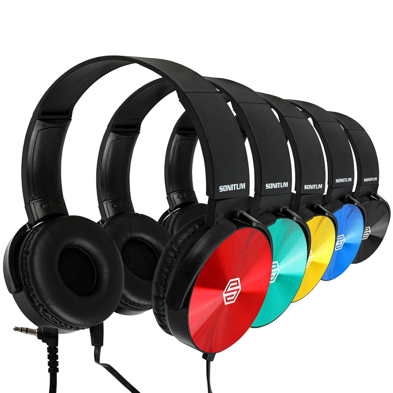 Kids Headphones Bulk 5 Pack, Student On Ear Color Varieties, Comfy Swivel Earp