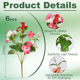 Artificial Flowers For Outdoors 6 Bundles Uv Resistant Silk Flowers For Outside, Real Touch Faux Hibiscus Bouquets Tropical Faux Plants Fake Flowers For Outside Planter Front Porch Yard Home Decor