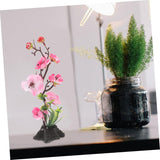 Blossom Platter Decoration Japanese Style Plum Flower Artificial Flowers Table Accent For Home Kitchen Dining And Restaurant Serving 2.36X2.36X8.25 Inches