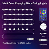 String Lights Indoor 16.4Ft 33Leds, Smart Rgb Fairy Twinkle Christmas Lights With Music Sync, Rf Remote, App Control, Mu