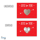 My Scratch Offs - 25 Pack Just For You DIY Valentine Scratch Off Cards with Heart Stickers, 3x4 Inch Love Notes & Coupons for Him, Romantic Gifts for Boyfriend, Girlfriend & Spouse