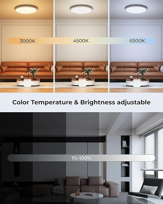 12 Inch Smart RGB LED Ceiling Light WiFi Alexa Google Flush Mount Fixture
