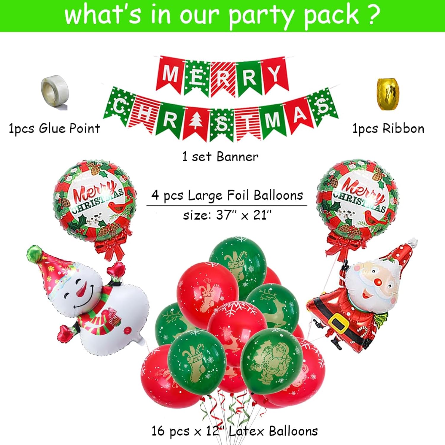 Christmas Party Decorations, Merry Christmas Decorations Supplies Include Banner, Hanging Swirls, Paper Fans, Balloon, Photo Booth Props, Confetti, For Holiday Xmas Indoor Outdoor