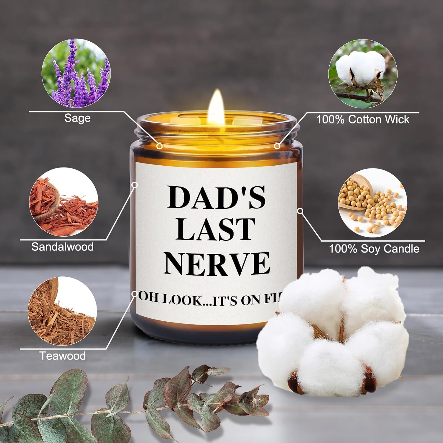 Gifts For Dad | Father'S Day Gifts From Daughter Son | Dad Gifts For Father'S Day | Birthday Gift For Dad | Scented Candles For Men | Candles For Home Scented | Sandalwood Scented Candle Gifts For Men