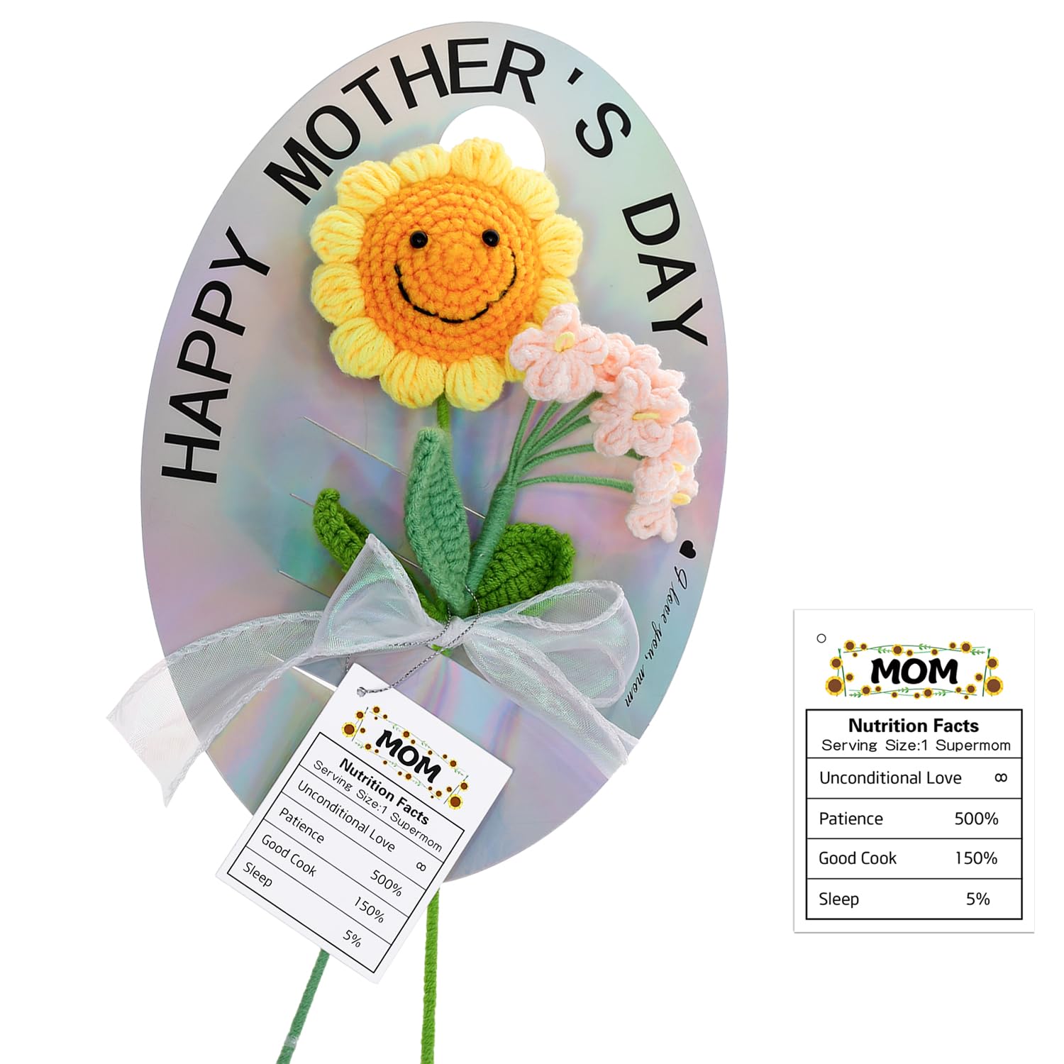 Handmade Crochet Flowers For Mom With Heartfelt Cards Handmade Knitted Flower Bouquet Mother’S Day Gift
