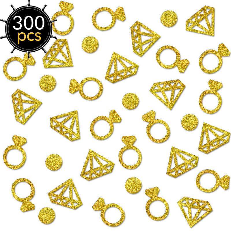 Gold Confetti (300Pcs) Diamond Ring Confetti Glitter Confetti Wedding