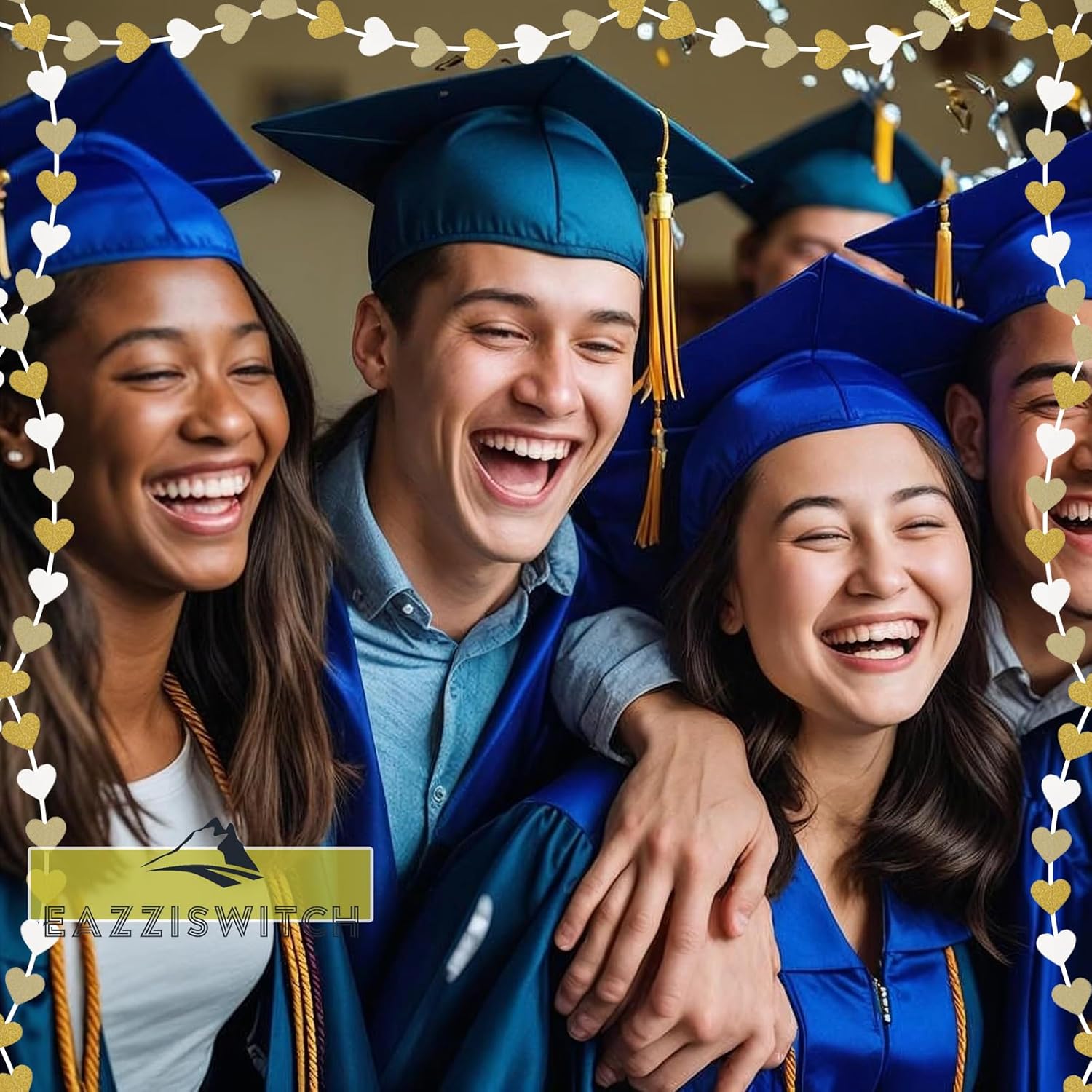 Gold Wedding Engagement Party Decorations: Champagne Glitter Hearts Banner Garland Streamers Backdrop For Bachelorette Bridal Baby Shower Anniversary Birthday Christmas Valentines Day Décor - 52 Ft