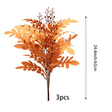 3Pcs Artificial Fall Eucalyptus Leaves Stem Plants Brown Fake Leaves Autumn Greenery Branches Silk Faux Foliage Diy Stems For Wedding Kitchen Garden Patio Vase Table Centerpieces Decor