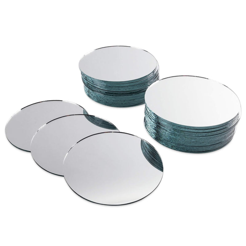 Round 4" Inch Glass Mirror Tiles Circles For Diy Arts & Crafts Projects, Trave