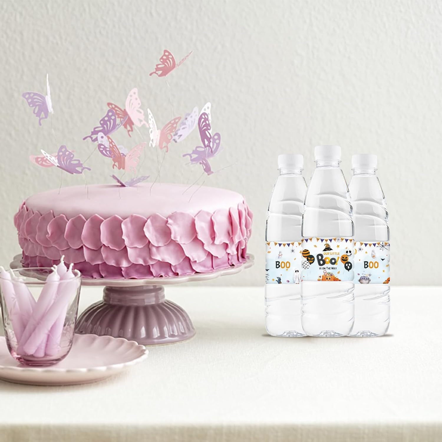 32 Pcs Our Little Boo Is On The Way Water Bottle Labels, Gender Reveal Water Bottle Labels, Welcome Baby Bottle Wrappers, Ghost Themed Baby Shower Party Decorstions