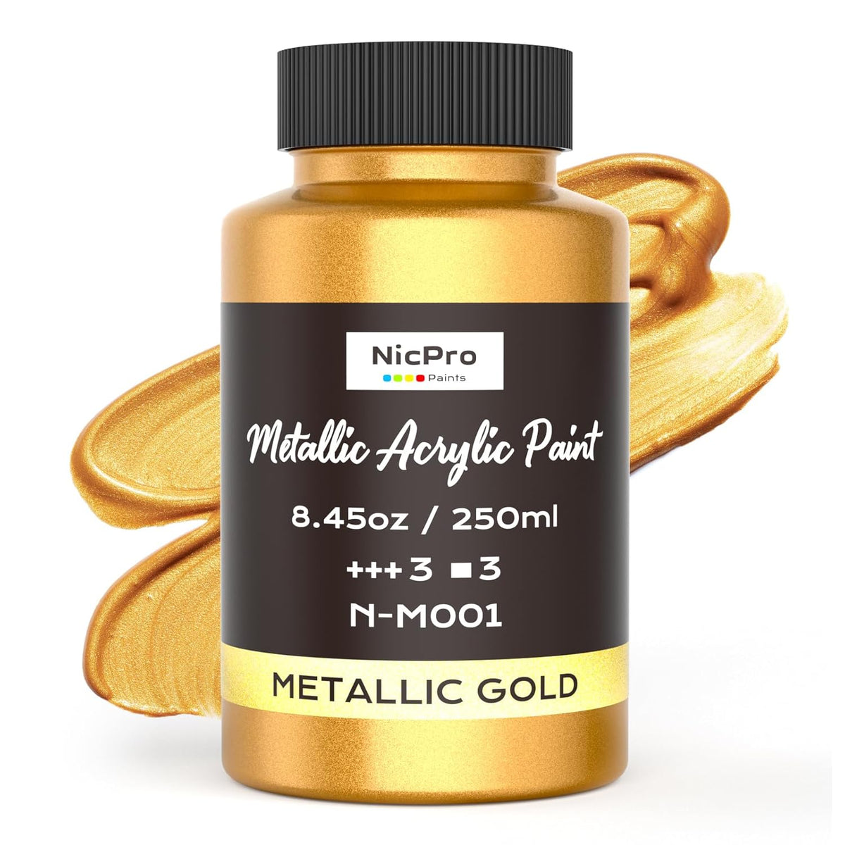 Metallic Gold Acrylic Paint, 8.45Oz/250Ml Large Gold Leaf Paint, Non Toxic, Non Fading Craft Paints For Metal, Wood, Clay, Fabric, Canvas, Furniture, Handcrafts, Art Supplies