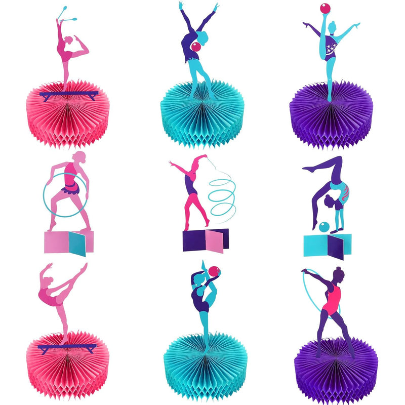 9 Pcs Gymnastics Honeycomb Centerpieces Gymnastics Party Decoration Gi