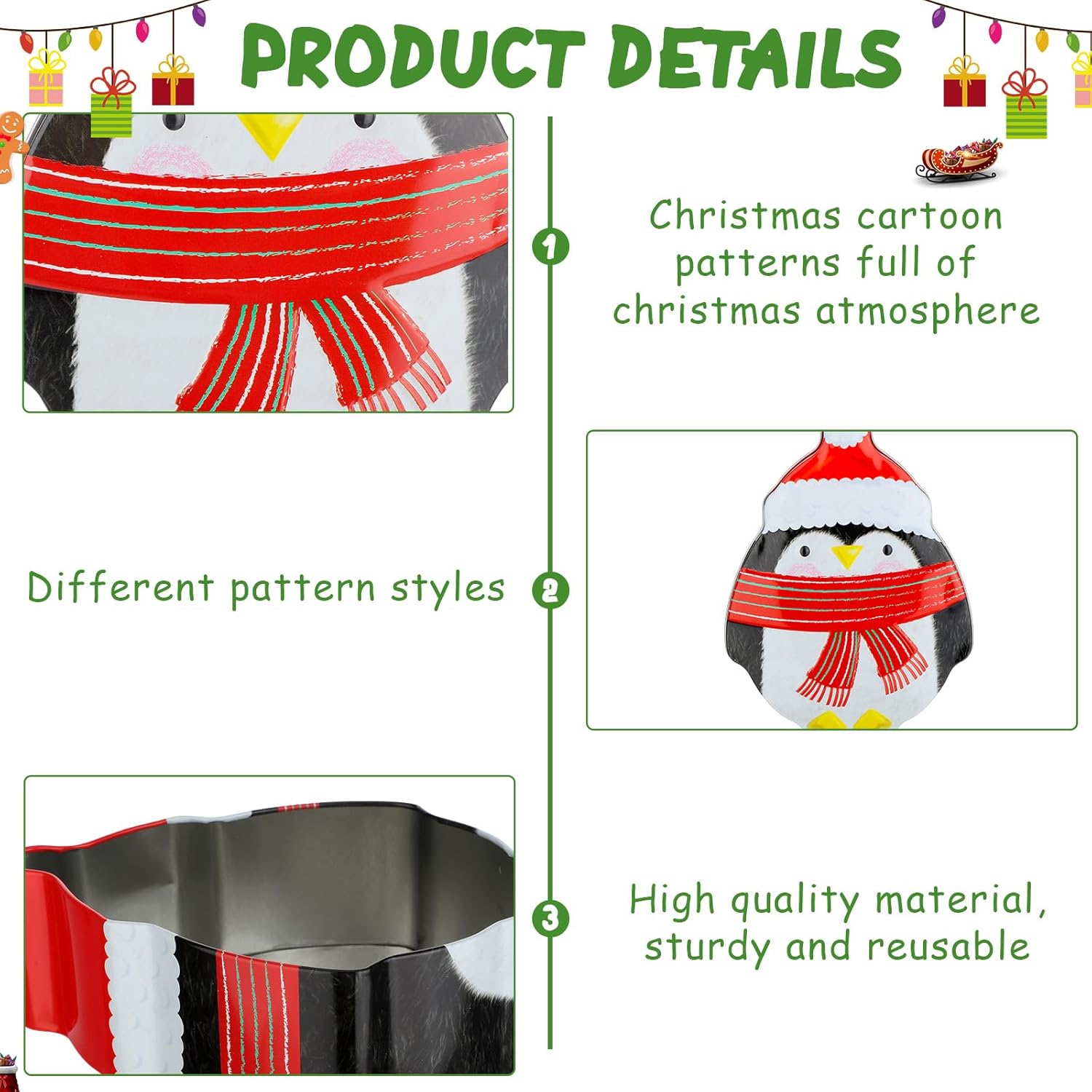 6 Pcs Christmas Cookie Tins With Lids Christmas Containers Santa Snowman Gingerbread Penguin Christmas Tree Metal Cookie Jar Xmas Cookie Boxes For Storing Candy Chocolate Biscuits Holiday Gifts