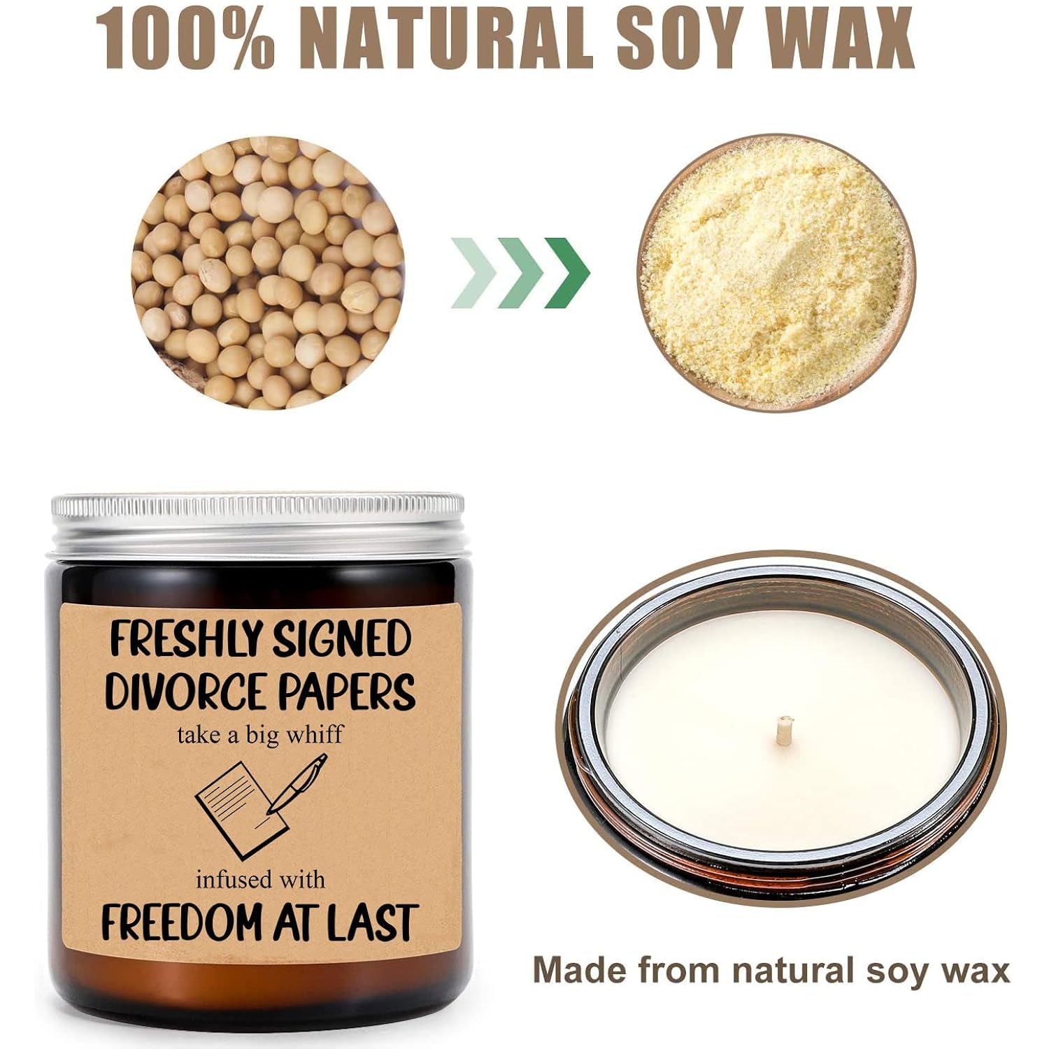 Divorce Papers Candle - Divorce Party Gift - Scented Soy Wax Candle - Stress-Relieving, 8Oz, Modern Jar Candle