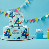 Birthday Wrapping Paper For Boys - Dinosaur Truck Design - 17 Inches X 16.4 Feet