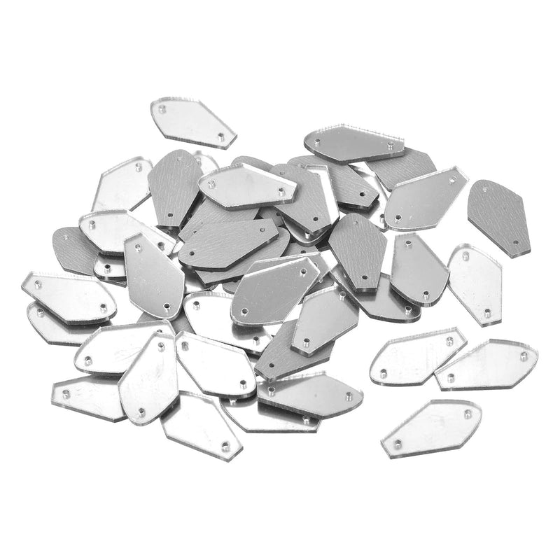 50Pcs Sew On Acrylic Irregular Mirror Piece Flat Back Diy Mirrored Rhinestones