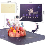 3D Astronaut Space Pop-Up Birthday Card With Envelopes, Blank Greeting Cards, Sealing Stickers - Father'S Day, Friendship Day, Graduation, Anniversary, Children'S Day Gifts For Him